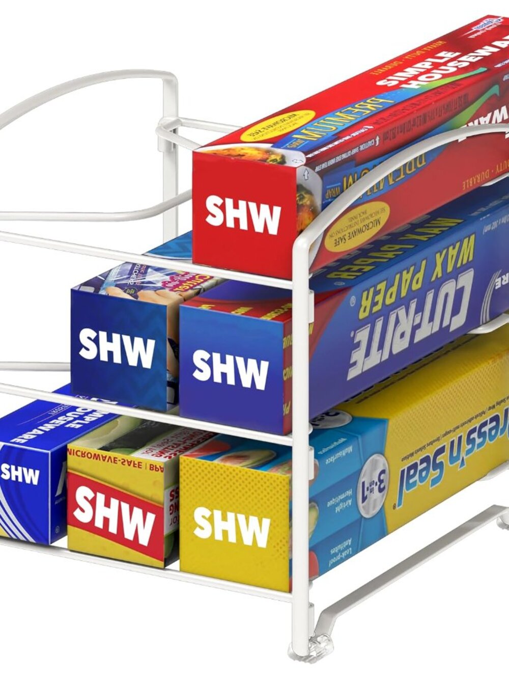 Kitchen Wrap Organizer Rack, White - Picture 1 of 4